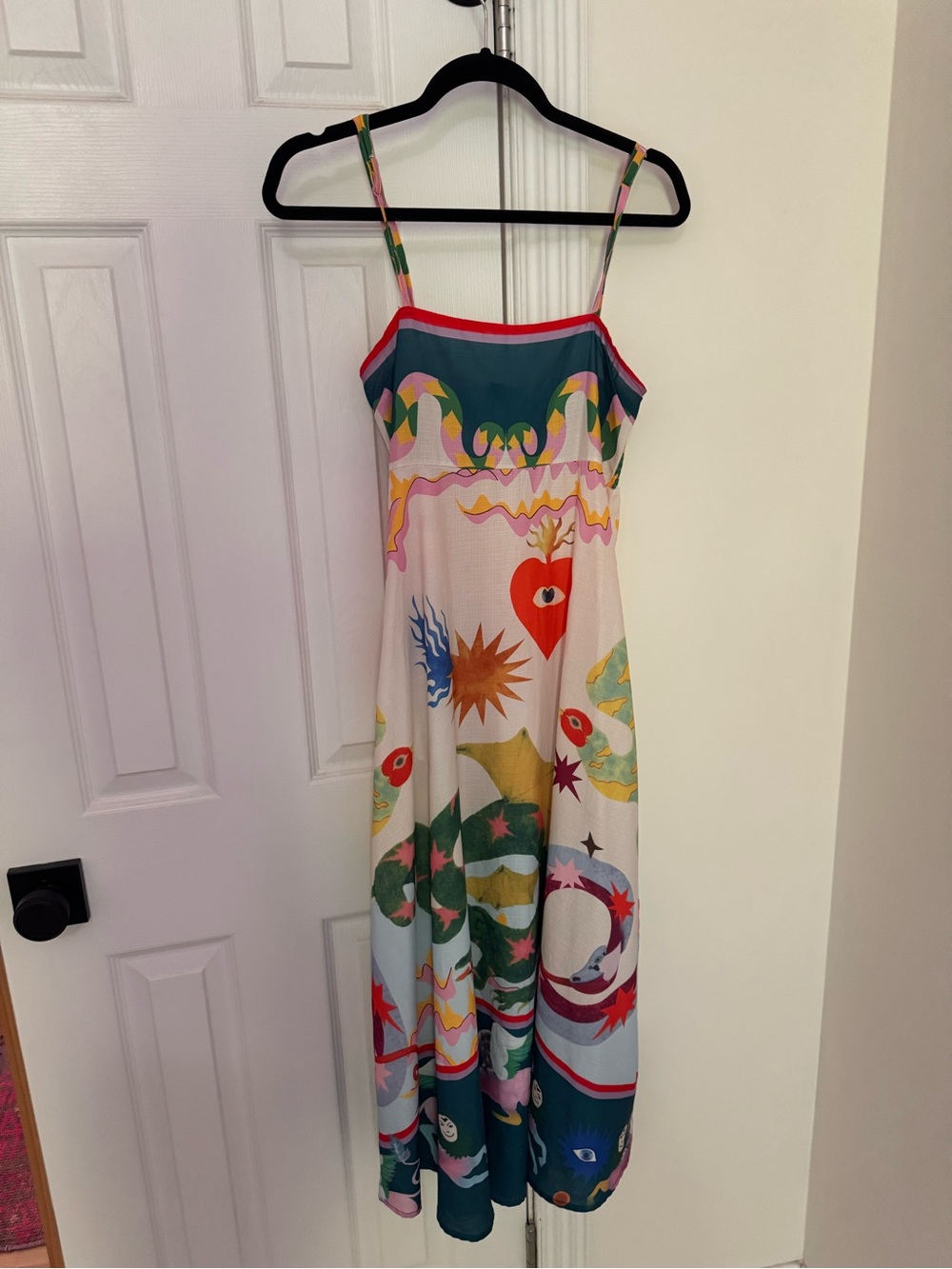 Dalia Macphee Elastic Back Greek Islands Maxi Dress Pockets Size small